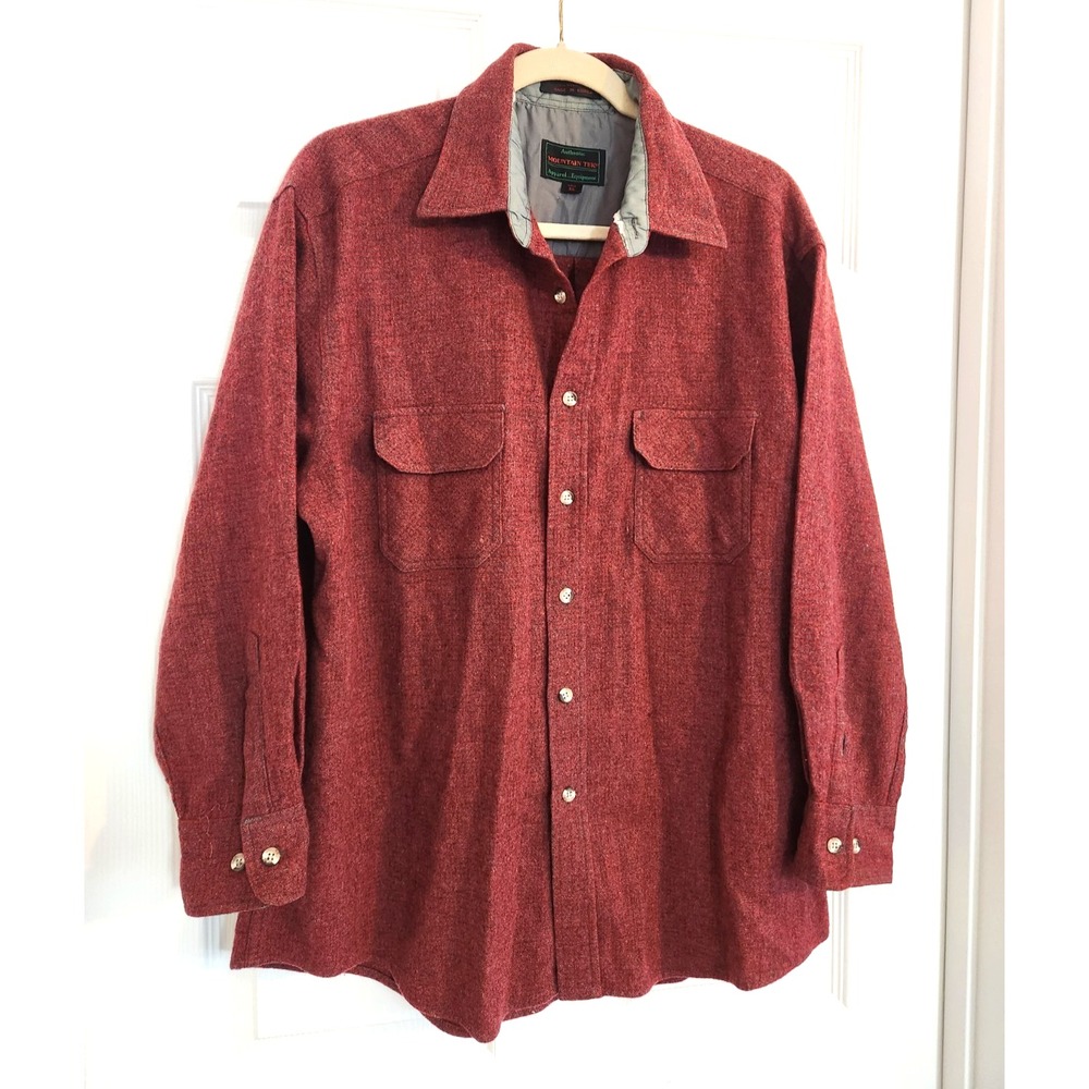 Mountain Tek Shirt Men's XL Red Plaid Australian Wool Button Up Flannel Pockets